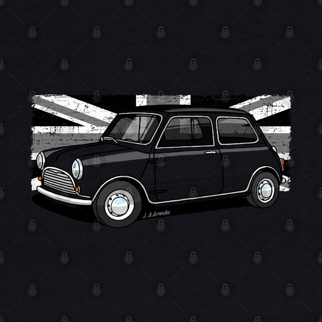 The classic English sport utility vehicle with Union Jack background by jaagdesign